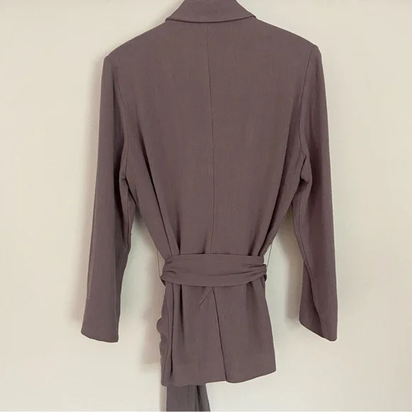 Frank and Oak The Fluid Blazer Dusty Lavender Linen Belted Jacket Small - Picture 4 of 11